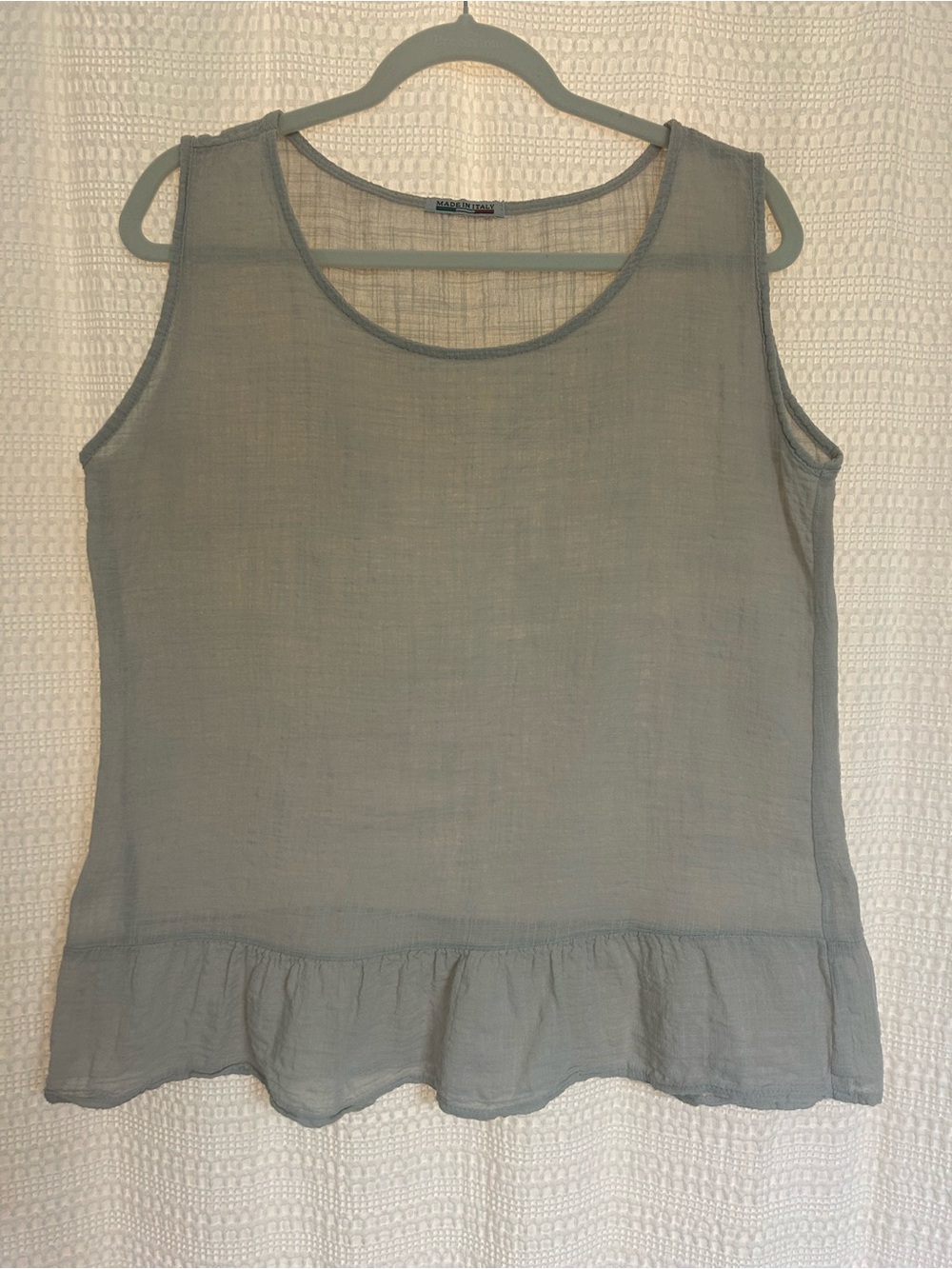 Italian Sleeveless Scoop Neck Tank in Light Gray - Picture 1 of 4
